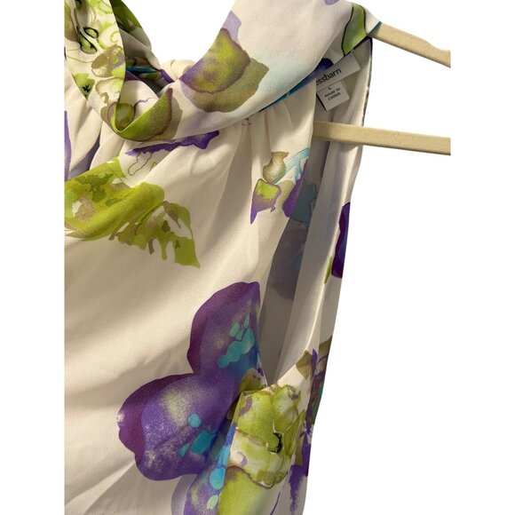 Dressbarn Floral Halter Top With Ruffled Hem Size L Flower Print Sleeveless top - Picture 9 of 12